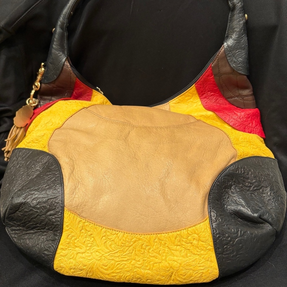 Chi By Carlos Falchi Patchwork Embossed Leather H… - image 1